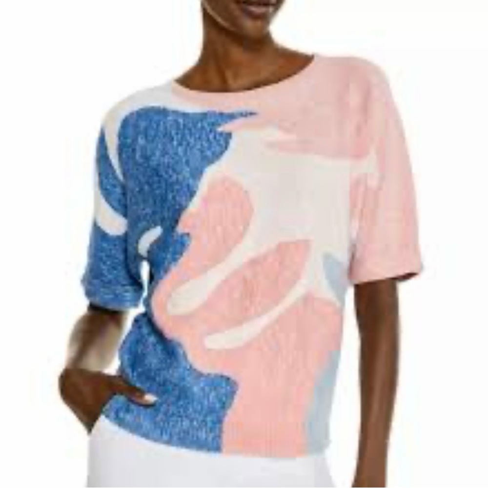 Nick and Zoe sweater sunburst pullover cotton silk blend crew neck women's small